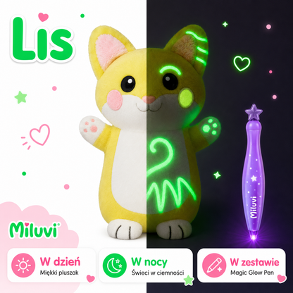 Magiczny Miluś™ - pluszak, na którym dziecko rysuje światłem