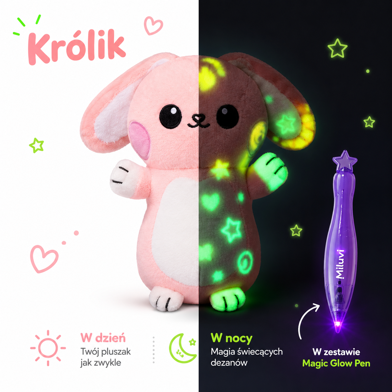 Magiczny Miluś™ - pluszak, na którym dziecko rysuje światłem